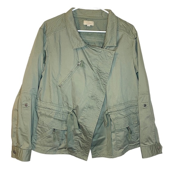 LOFT Jackets & Blazers - Loft utility jacket womens medium cuffable sleeve green Ann Taylor Loft